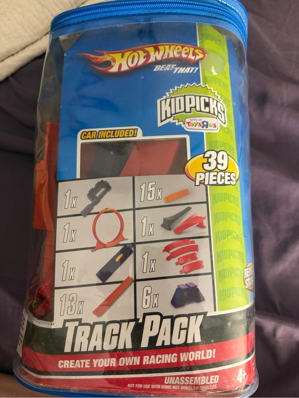 Hot Wheels KidPicks Blue Track Pack - 39-Piece Racing Set